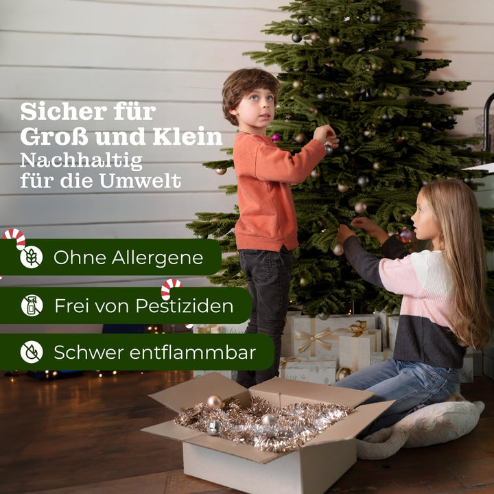 BoomDing Künstlicher Weihnachtsbaum mit Beleuchtung - extra naturgetreuer Tannenbaum (180 cm) inkl.