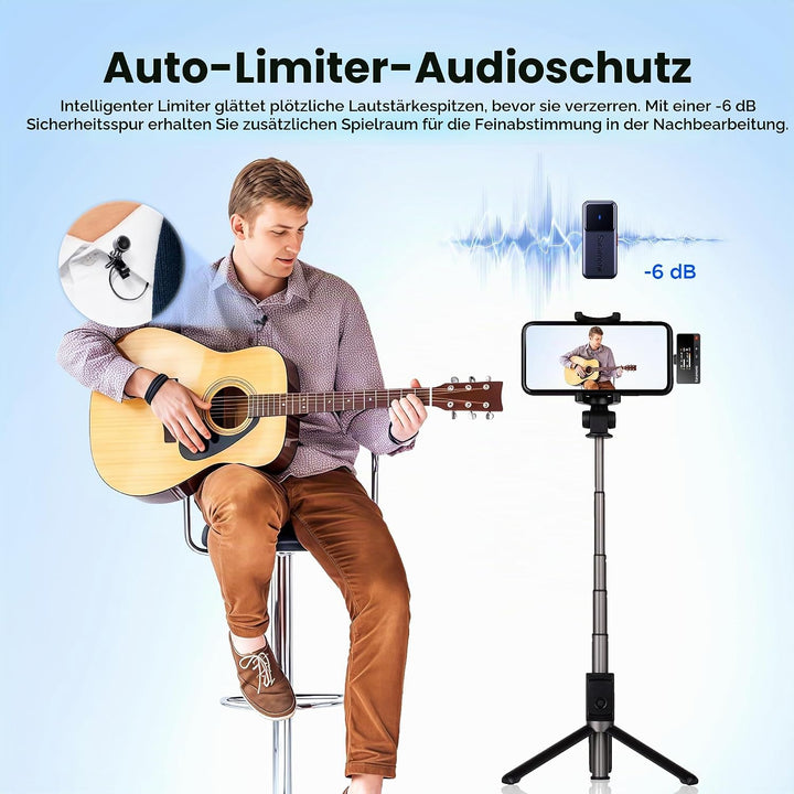 Saramonic Air-02 Kabellos Mikrofon für iPhone Android, Dual Lavalier Mic, 300M, 48kHz/24-Bit, Mini M