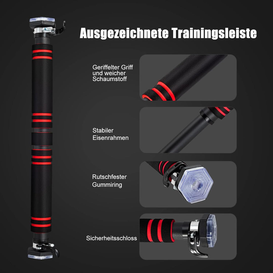 GOPLUS Klimmzugstange für Türrahmen ohne Schrauben, 65-100 cm verstellbare Trainingsstange mit Schlö