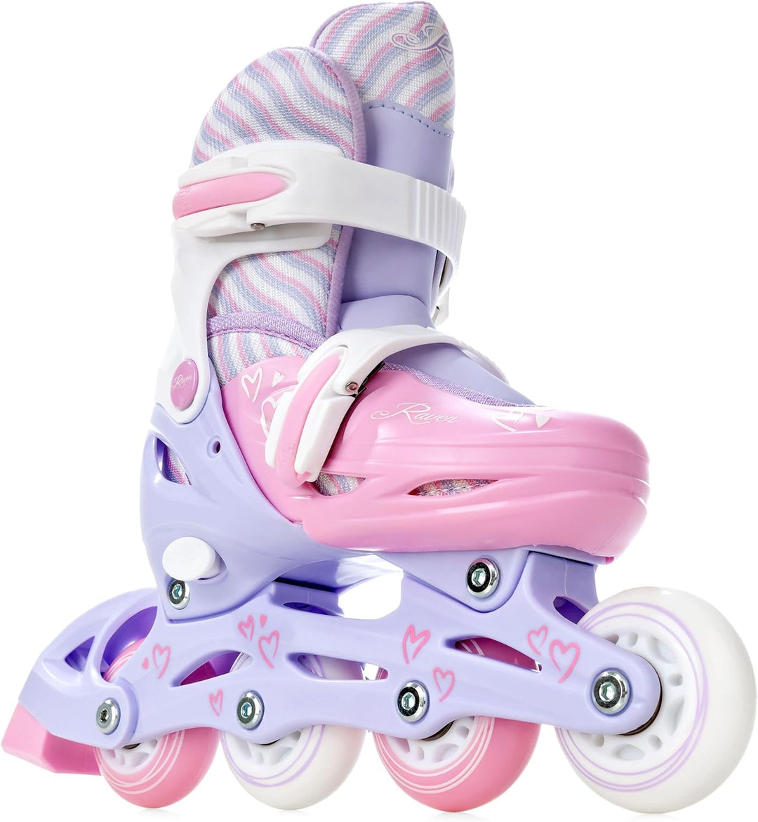 Raven Kinder Inline Skates Inliner Lia oder Loret verstellbar mit LED Leuchtrad 34-37 (21,5-24cm) Li
