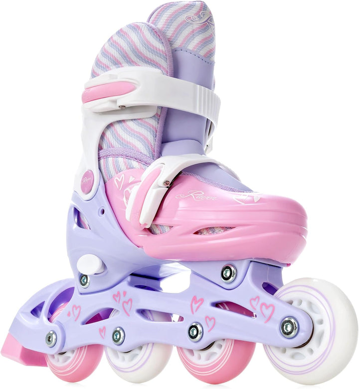 Raven Kinder Inline Skates Inliner Lia oder Loret verstellbar mit LED Leuchtrad 34-37 (21,5-24cm) Li