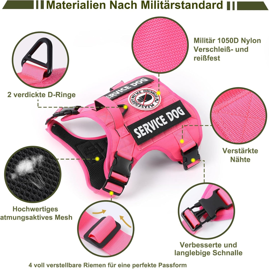 Demigreat Taktisches Anti-Zug-Hundegeschirr Klein Mittel Gross Hund L Rosa, L Rosa