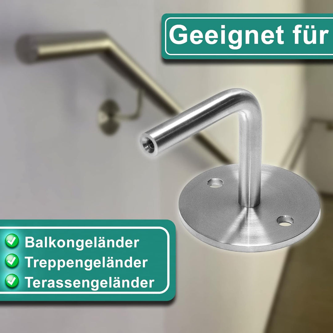 PRIOstahl Handlaufhalter Wandhalter Handlaufstütze für Handlauf - 4 x Handlaufträger an die Wand 2-L