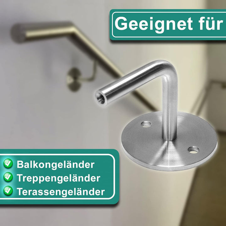 PRIOstahl Handlaufhalter Wandhalter Handlaufstütze für Handlauf - 4 x Handlaufträger an die Wand 2-L