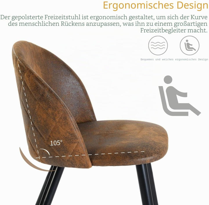 Esszimmerstuhl, 4er-Set moderne Küchenstühle aus Wildleder mit weicher Polsterung Grosse Rückenlehne