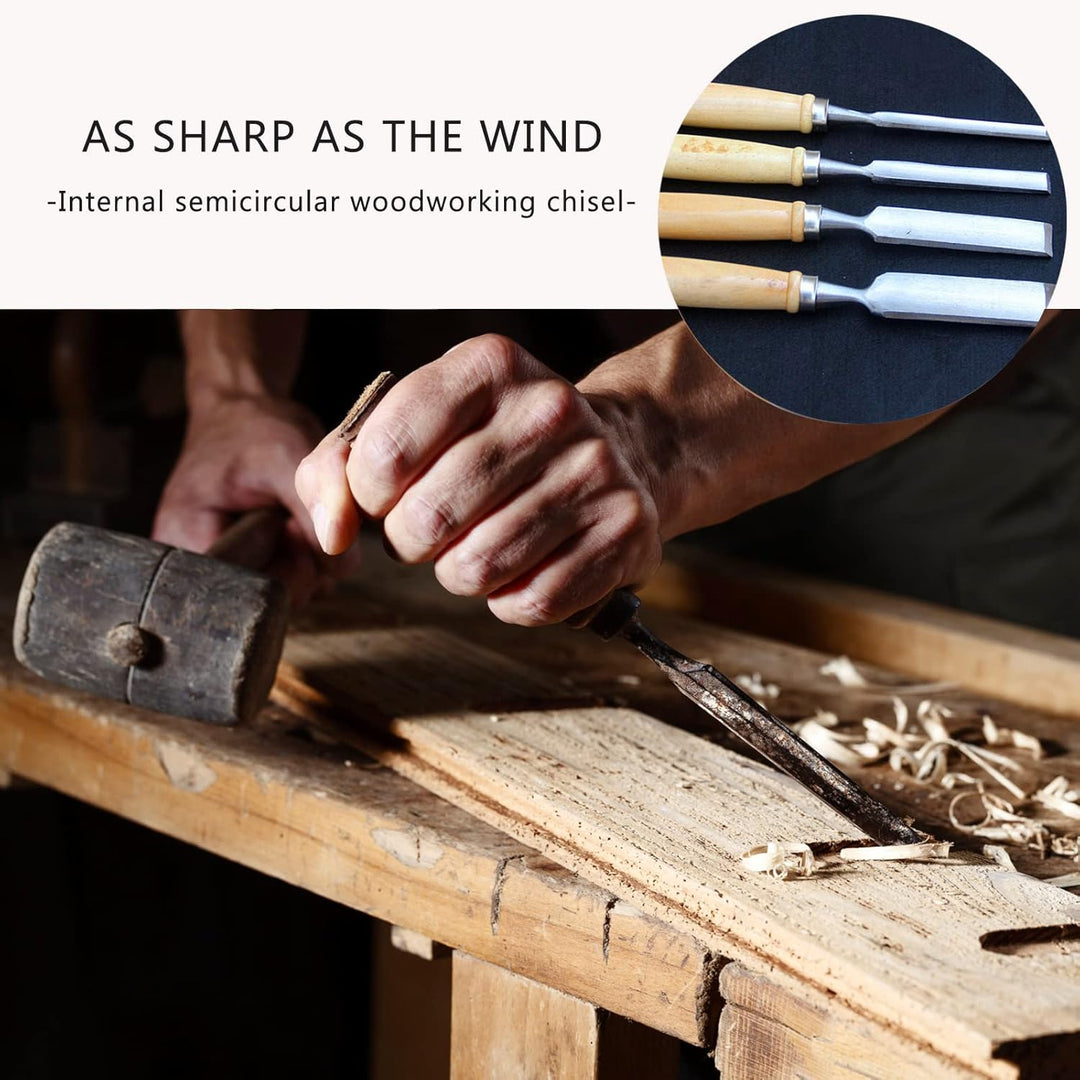 4Pcs Hohlbeitel Set, Scharfes Stechbeitel-Set, Holz Meissel Set, Carpenter Carving Hohlbeitel Holz Z