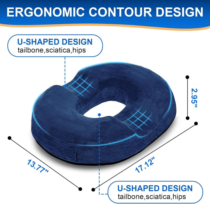Donut Sitzkissen aus Memory Foam – Ergonomisches Ringkissen für Büro, Auto & Homeoffice – Druckentla
