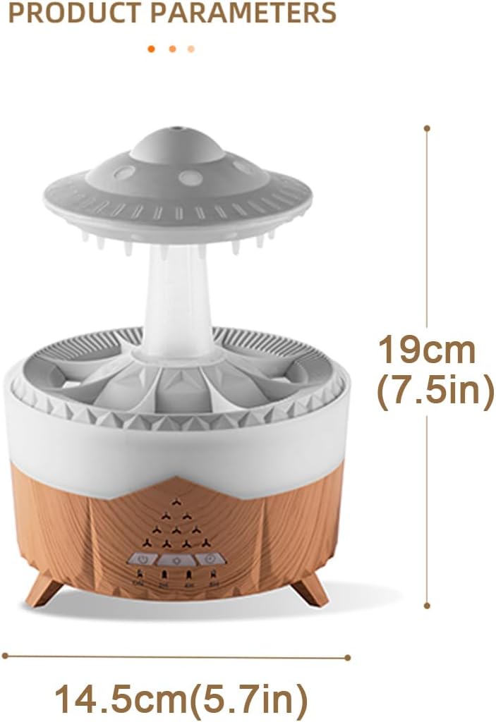 ThreeH UFO Design äTherische öLe Diffuser & Luftbefeuchter mit Regentropfen Effekt 7 Farben Licht fü