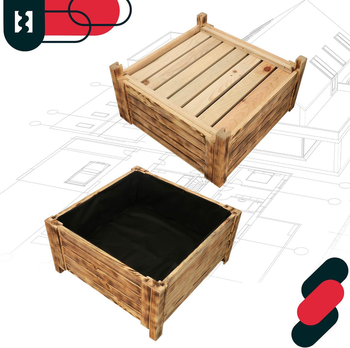 KOTARBAU® Blumenkasten - 60 x 60 x 30 cm - Pflanzkasten mit Vlies - Pflanzkübel gross aussen - Balko
