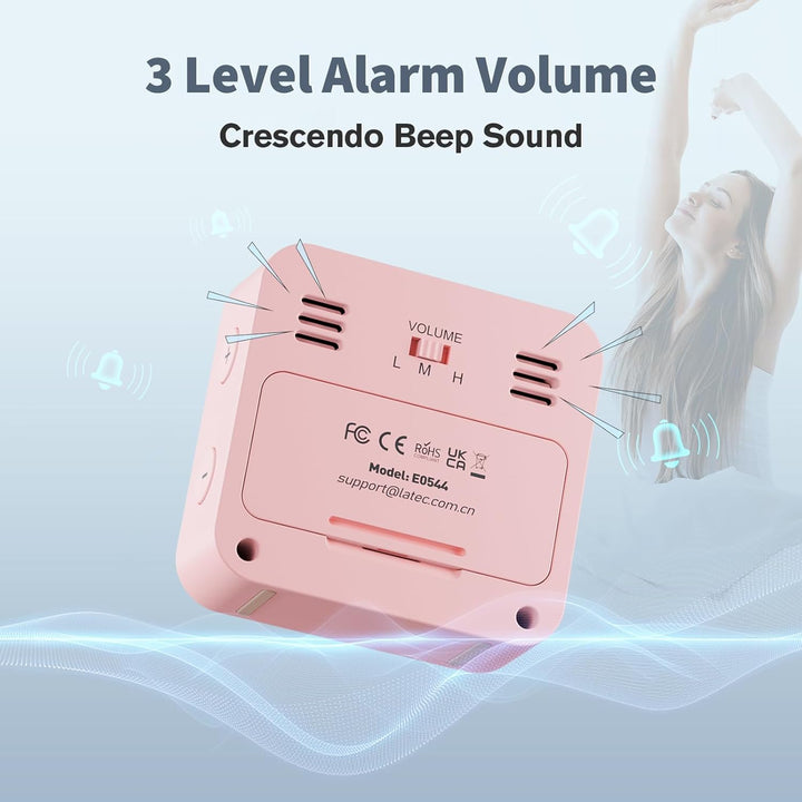 LATEC Wecker Digital, Digitaler Wecker Batterie Alarm Clock, Klein Reisewecker Digital Uhr mit Tempe