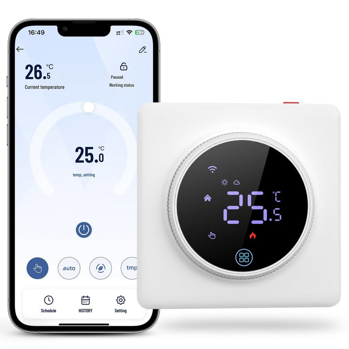 MIUCDA WLAN Smart Drehregler Thermostat Fussbodenheizung für Wasser Heizung oder Gas Boiler, Program
