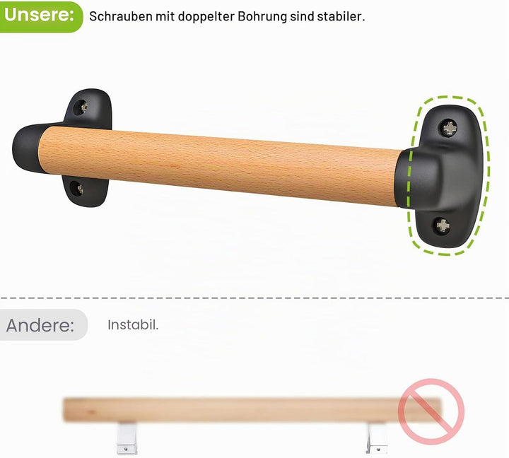 SELEWARE Handlauf Holz Innen Treppenhandlauf - 30.5cm Handläufe Schwarz Holzhandlauf Rund Treppengel