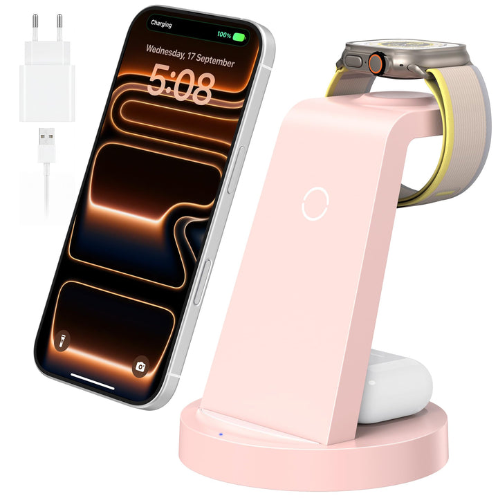 3 in 1 iPhone Ladestation Kabelloses Ladegerät für Apple - Wireless Charger für iPhone 16 15 14 13 1