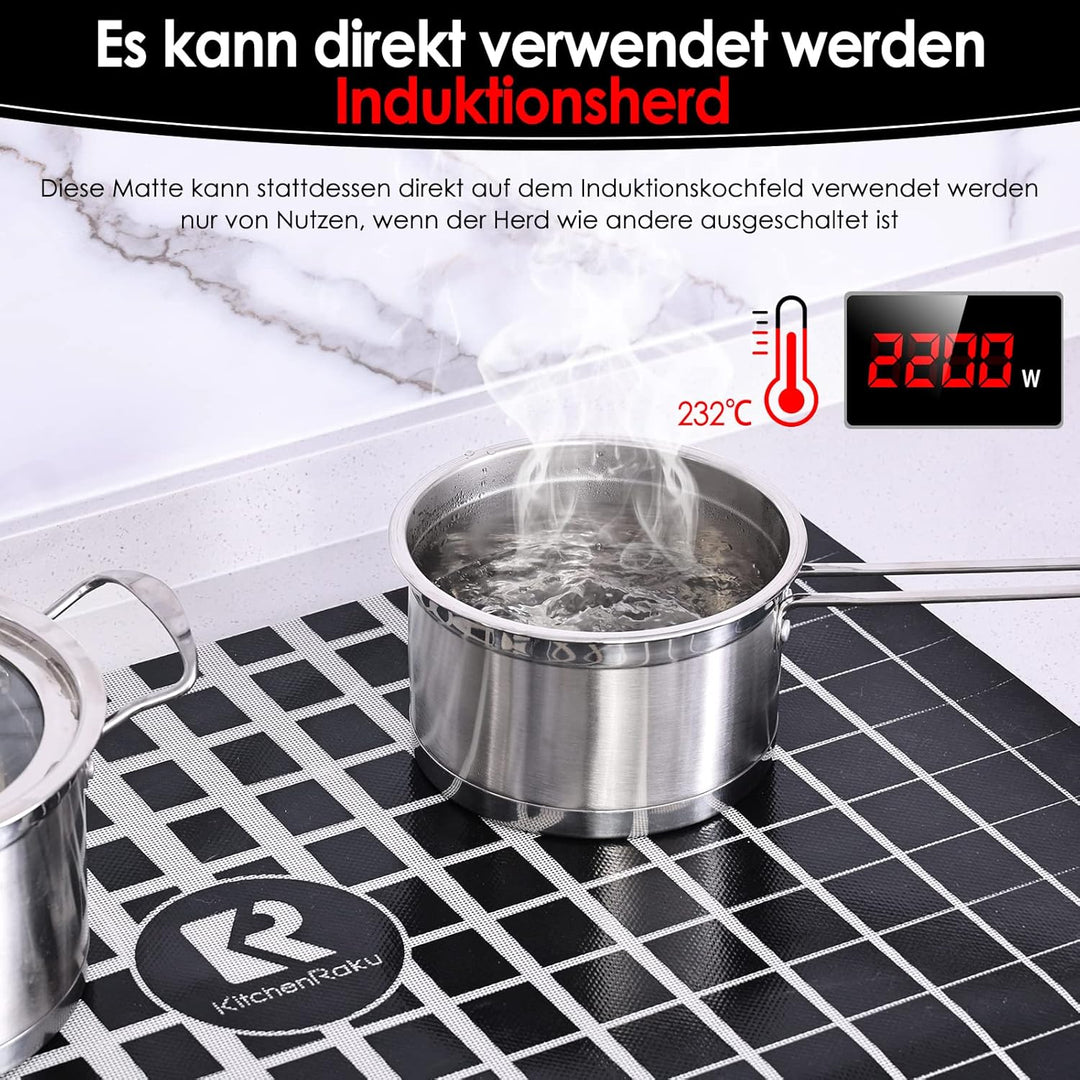 KitchenRaku Grosse Induktion schutzmatte 52x78cm, Silikon Induktionskochfeld Schutzmatte (magnetisch