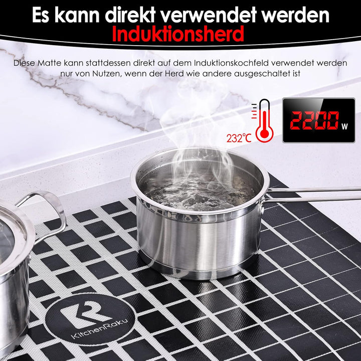 KitchenRaku Grosse Induktion schutzmatte 52x78cm, Silikon Induktionskochfeld Schutzmatte (magnetisch