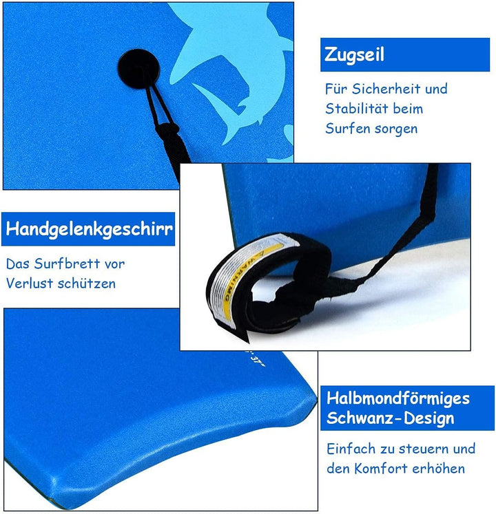 COSTWAY Bodyboard, Schwimmbrett Schwimmboard, Surfbrett Kinder und Erwachsene, Surfboard, Sup-Board