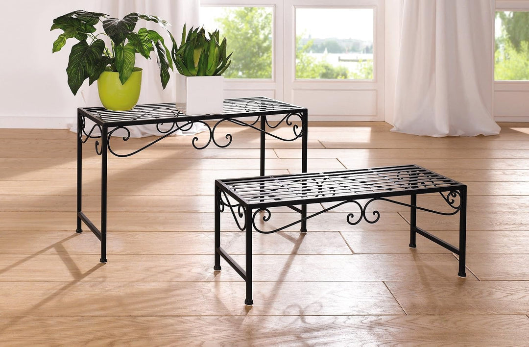 FRANK FLECHTWAREN Metall-Bank Ranken, 2er Set, Masse: 64 x 24 x 25 cm, 68 x 28 x 40 cm