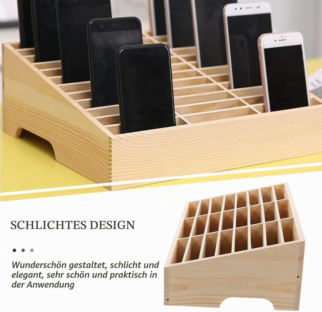 STOBOK 24-Gitter-Desktop-Aufbewahrungsbox Aus Holz Handyhalter Handy-Management-Speicher-Organizer F