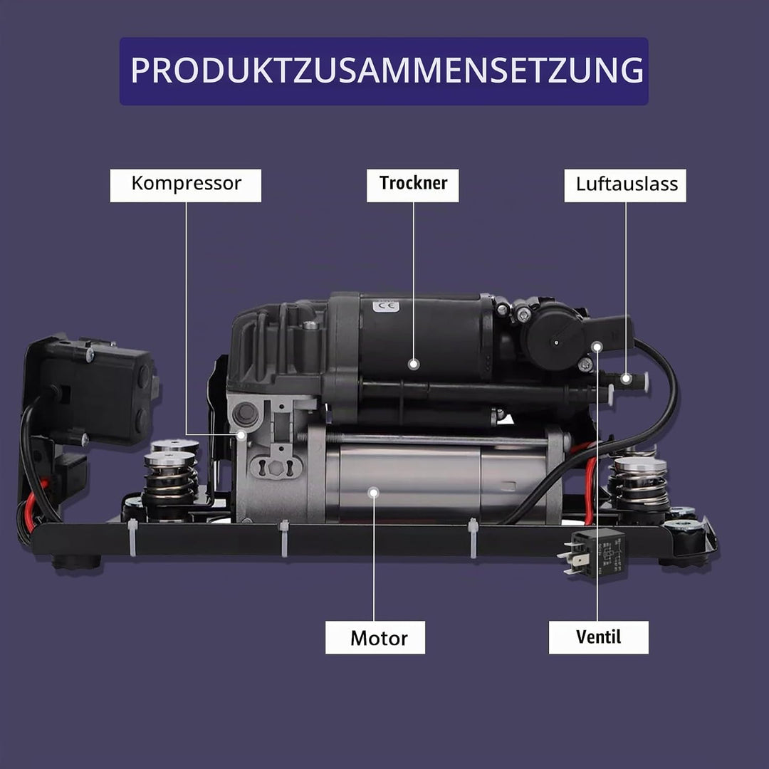 Luftfederungs Kompressorpumpe mit Halterung Ventilblock &amp; Relais, kompatibel mit 5er Gran Turismo F0