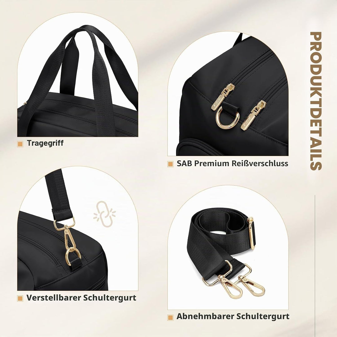 VNINE Reisetasche Sporttasche Damen，Leichte Handgepäck Tasche Weekender Bag Schwimmtasche Wasserdich