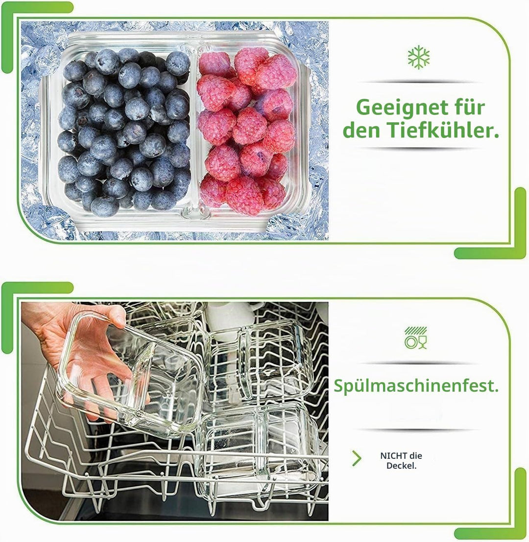 [5er Pack] Frischhaltedosen Glas mit Deckel - Meal Prep Boxen Glas - Glasbehälter Set - Spülmaschine