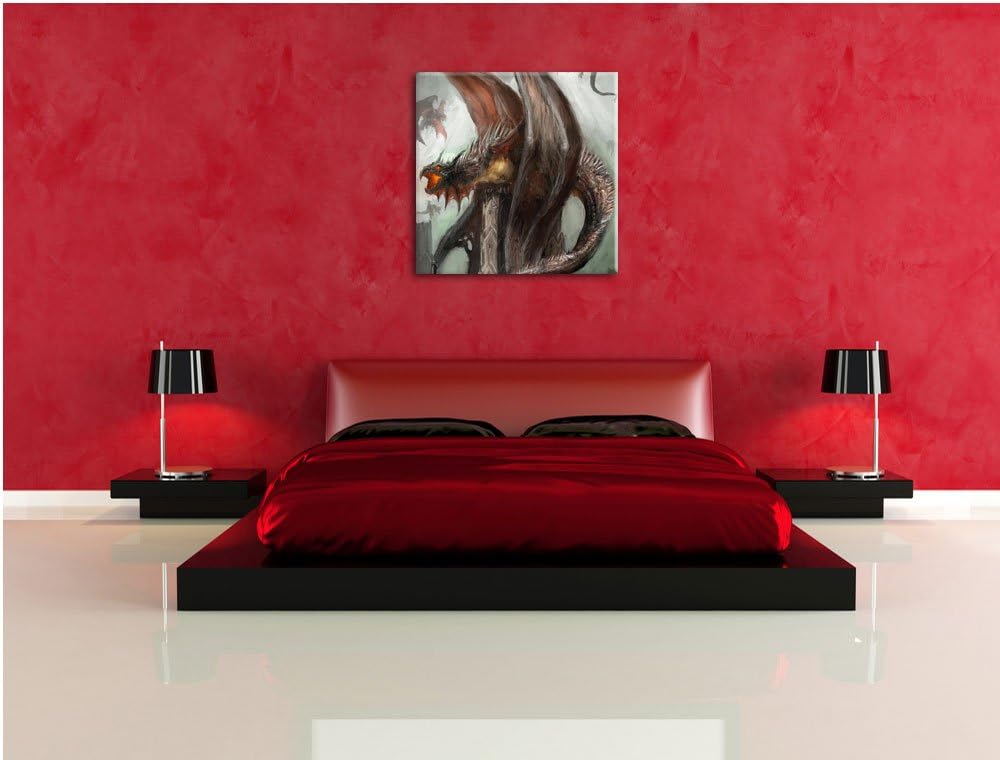 Pixxprint Dragons, Format: 70x70 auf Leinwand, XXL riesige Bilder fertig gerahmt mit Keilrahmen, Kun