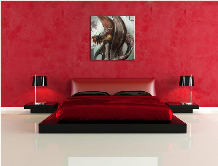 Pixxprint Dragons, Format: 70x70 auf Leinwand, XXL riesige Bilder fertig gerahmt mit Keilrahmen, Kun
