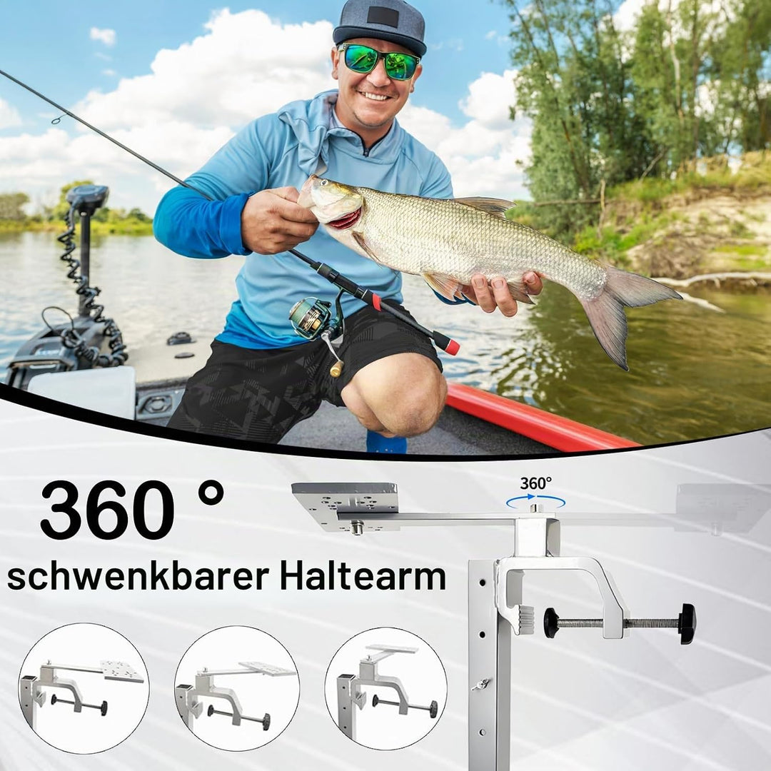 Fischfinderhalterung, Fischfinder Echolot Angeln Halterung 360° Schwenkbarer Aluminium Fischfinder-H
