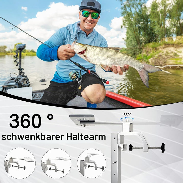 Fischfinderhalterung, Fischfinder Echolot Angeln Halterung 360° Schwenkbarer Aluminium Fischfinder-H