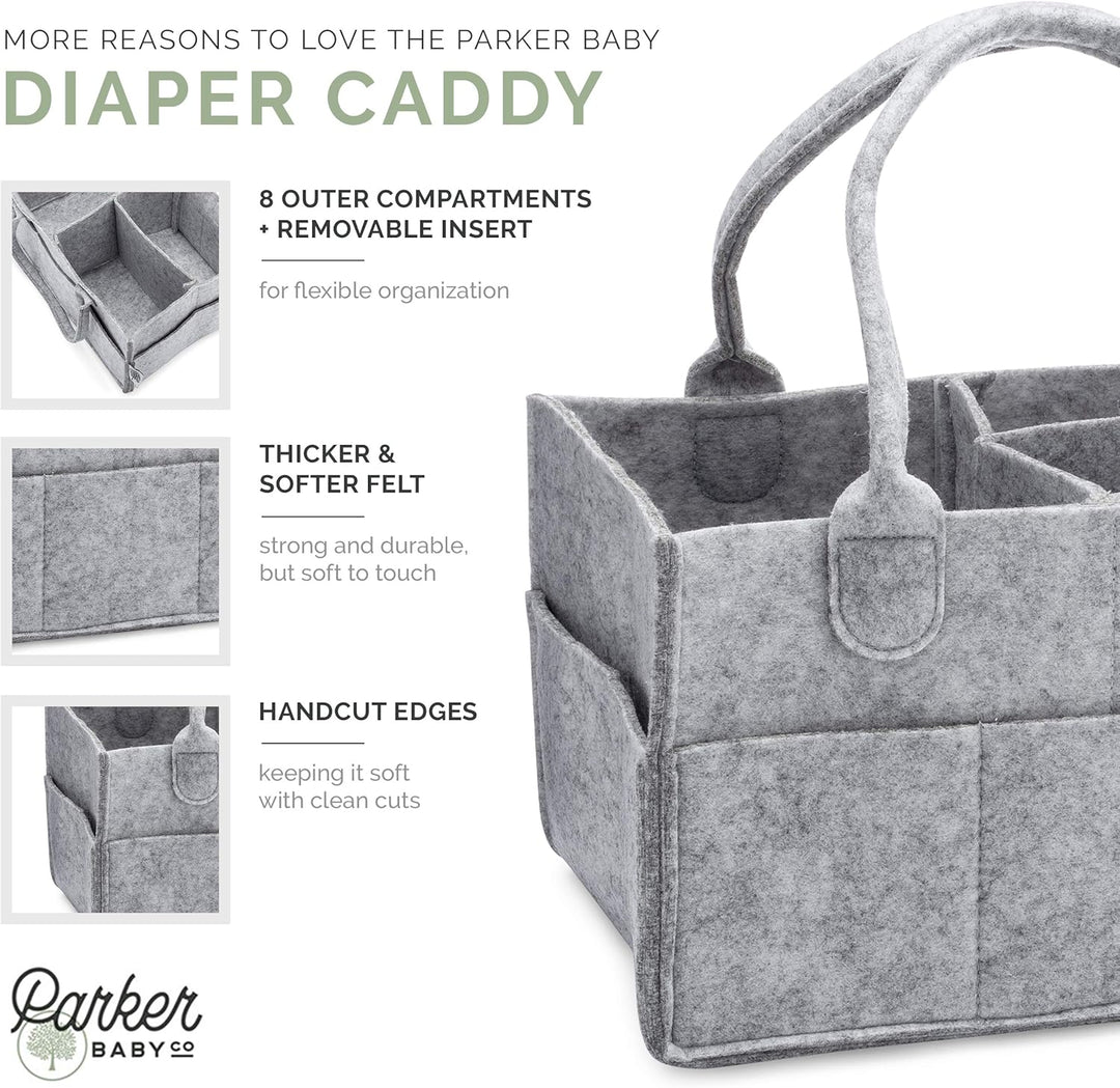 Parker Baby Diaper Caddy - Nursery Storage Bin and Car Organizer for Diapers and Baby Wipes regular