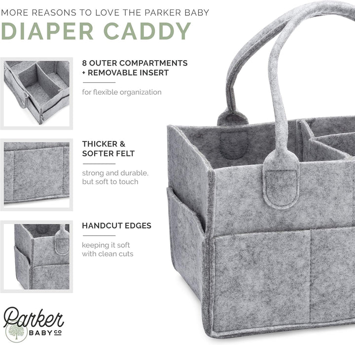 Parker Baby Diaper Caddy - Nursery Storage Bin and Car Organizer for Diapers and Baby Wipes regular