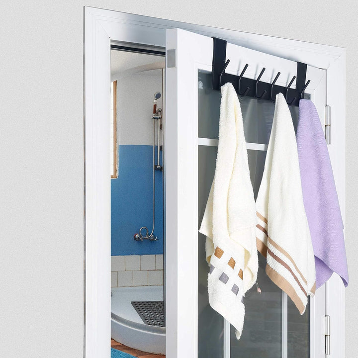 WEBI Türhaken zum Einhängen,Türgarderobe mit 6 Haken,Kleiderhaken Tür,Türaufhänger,Türhakenleiste In