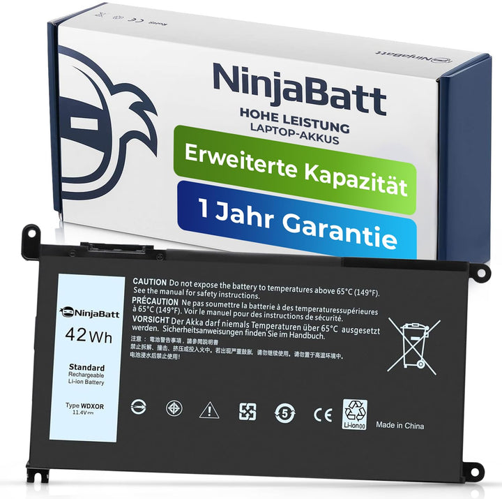 NinjaBatt Batterie Kompatibel mit Dell WDX0R P69G Inspiron 13 15 5000 7000 5567 7579 5578 5570 5568