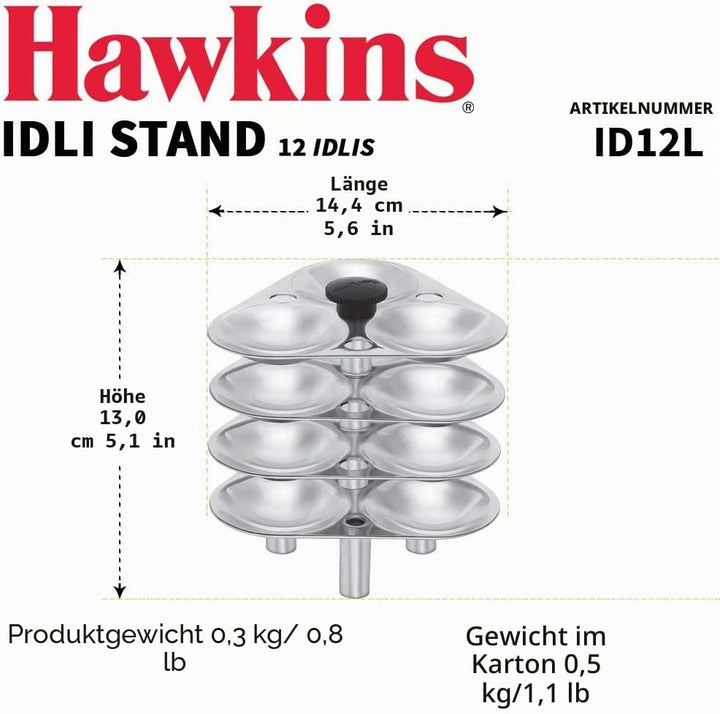 Hawkins Idli Ständer für Schnellkochtopf, 5 Liter, klein, metallisch G10 für 5 Liter, G10 für 5 Lite