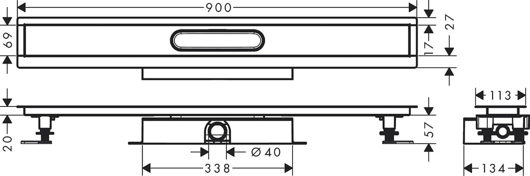 hansgrohe uBox universal Komplettset (Installationsset + Grundkörper) 900mm für flache Installation