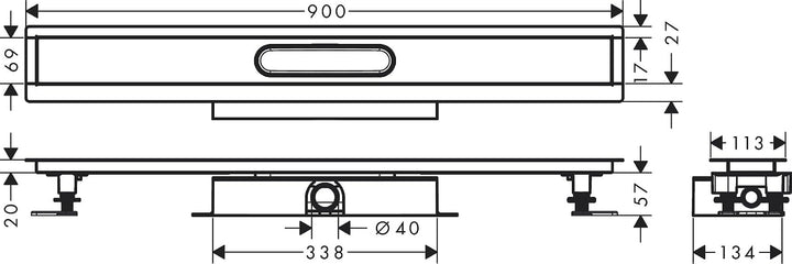 hansgrohe uBox universal Komplettset (Installationsset + Grundkörper) 900mm für flache Installation