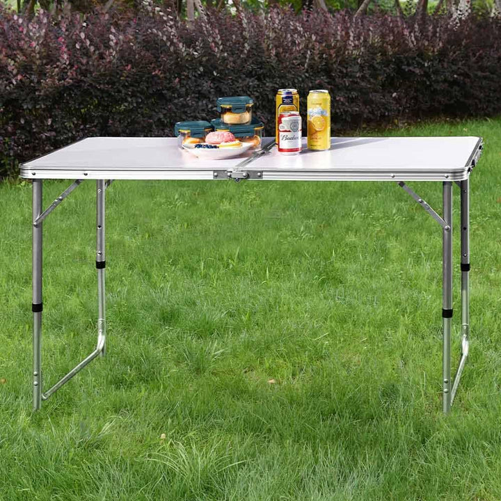 BAKAJI Campingtisch für Picknick mit Verstellbarer Höhe, Gestell aus Aluminium, zusammenklappbares S