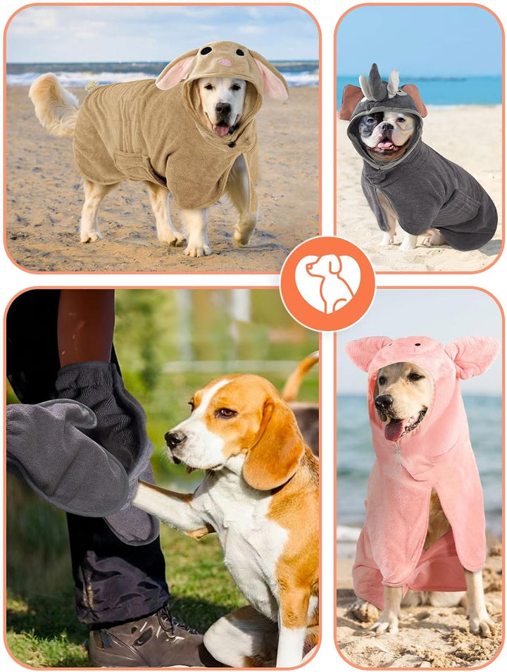 Hundebademantel Schnell Trocknend Badetuch aus Mikrofaser, Einstellbar Hundehandtuch mit Klettversch