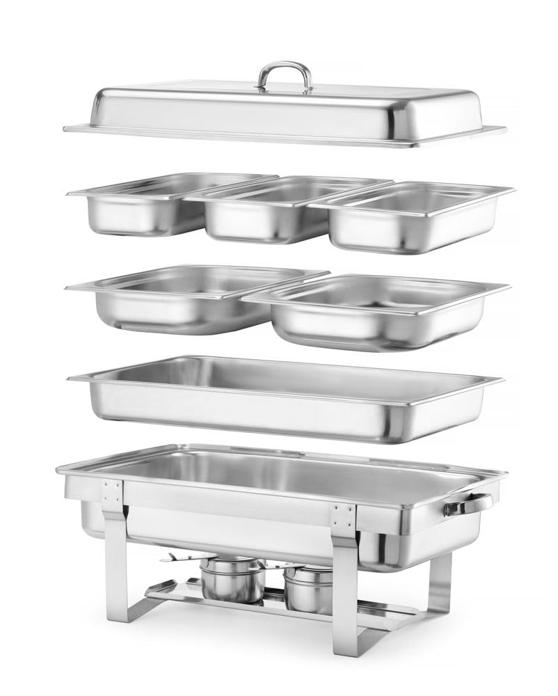 HENDI Chafing Dish, Gastronorm, mit zwei Brennpastenbehältern und einem Behälter 65 mm, geeignet für