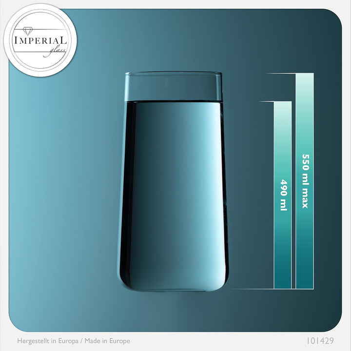 Trinkgläser aus Glas 490ml (max. 550ml) Set 12 Teilig Wassergläser Saftgläser Longdrinkgläser Cockta