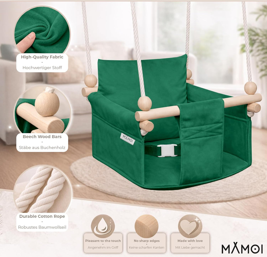 MAMOI® Babyschaukel, Baby schaukel Indoor, Kinderschaukel aus Holz, Holzschaukel für Kinder, Schauke
