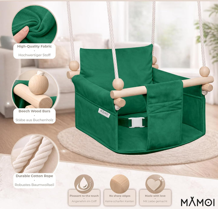 MAMOI® Babyschaukel, Baby schaukel Indoor, Kinderschaukel aus Holz, Holzschaukel für Kinder, Schauke