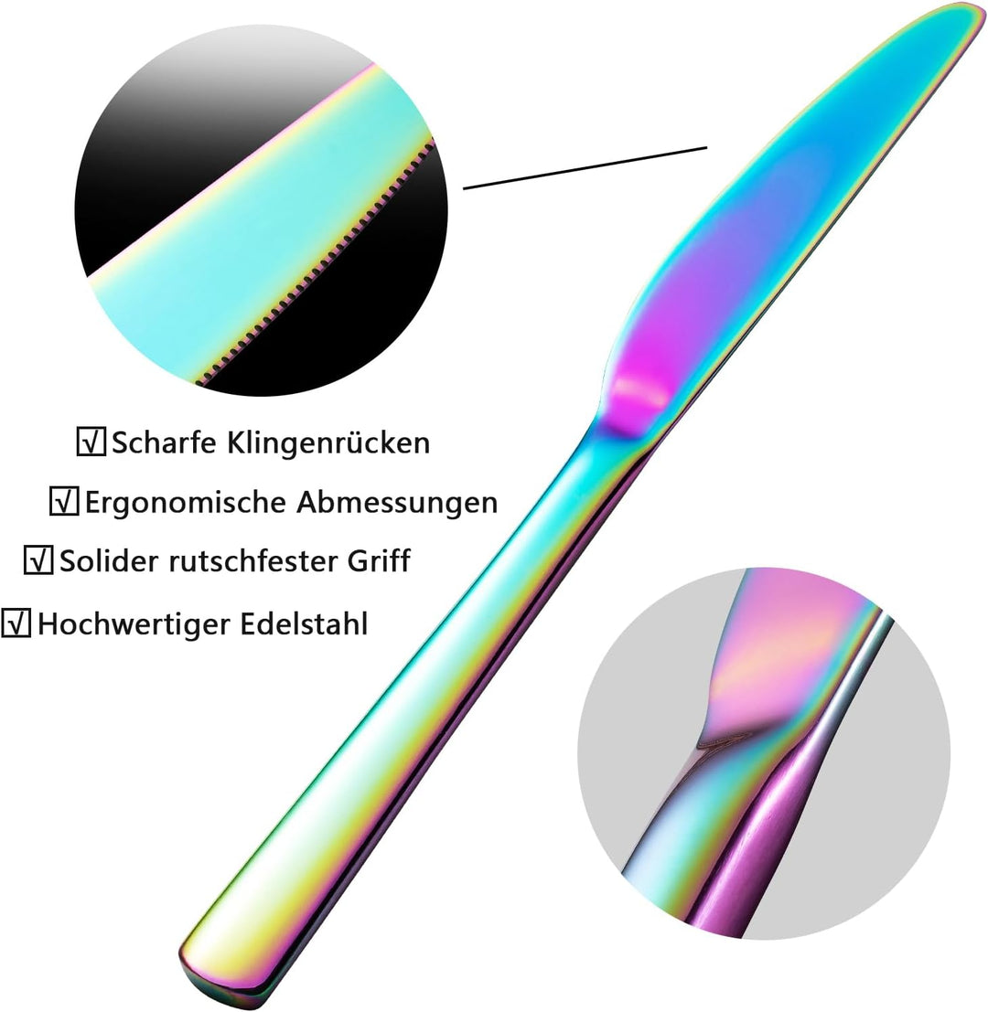 Besteck Set für 6 Personen, Essbesteck Set 30 teilig aus Edelstahl, Gabel Messer Löffel set, SpüLmas