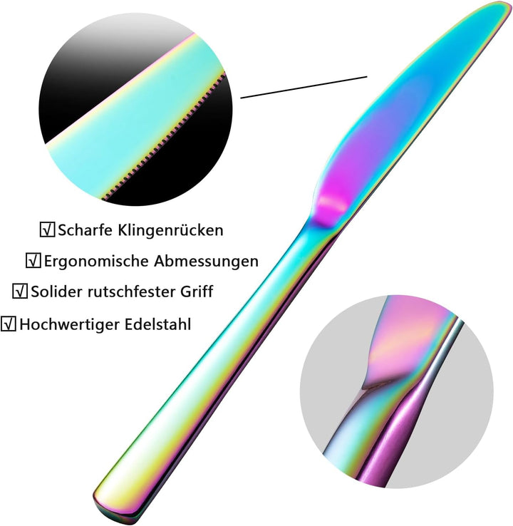 Besteck Set für 6 Personen, Essbesteck Set 30 teilig aus Edelstahl, Gabel Messer Löffel set, SpüLmas
