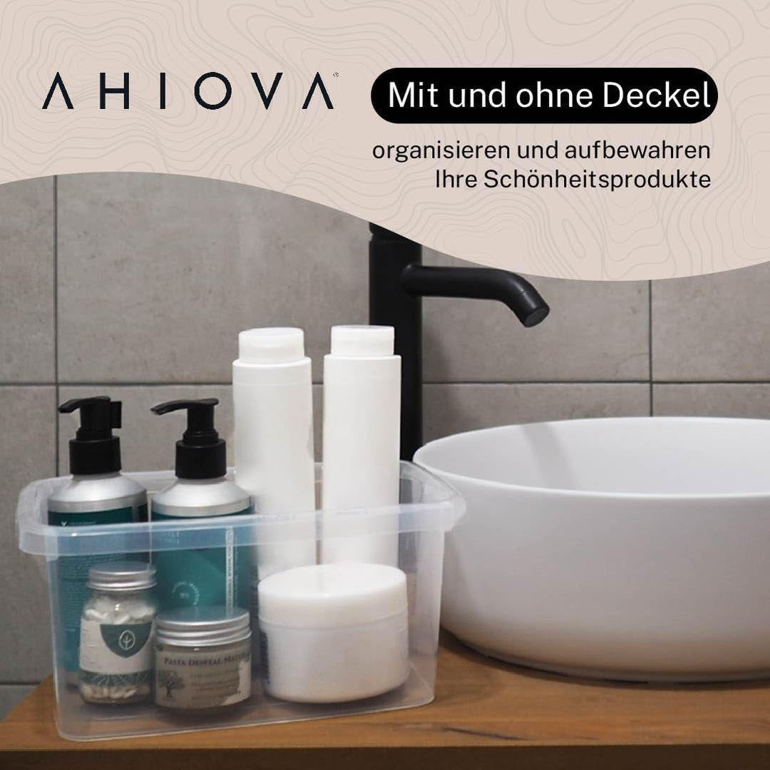 Aufbewahrungsboxen Klein 4L mit Deckel 6er Set Stapelbar 100% Transparent Klickverschluss 26,5x19,5x