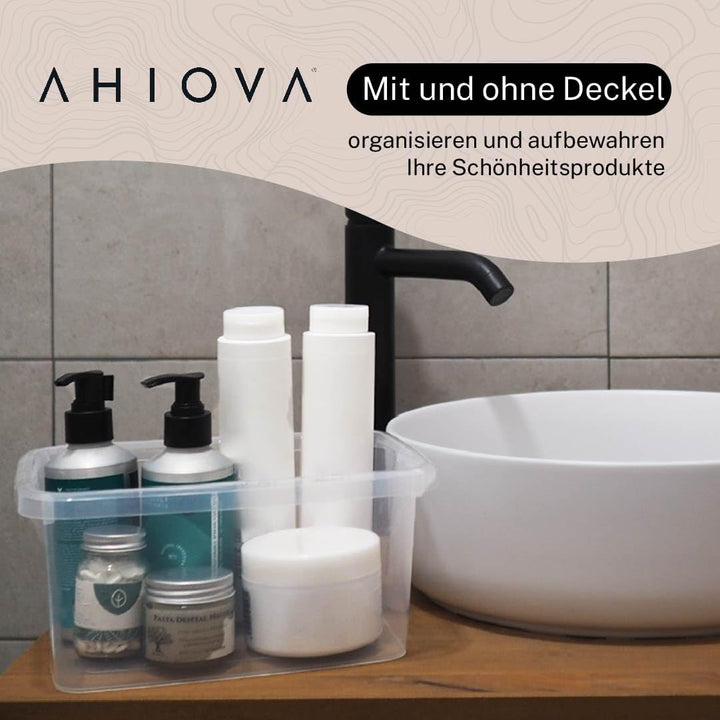 Aufbewahrungsboxen Klein 4L mit Deckel 6er Set Stapelbar 100% Transparent Klickverschluss 26,5x19,5x