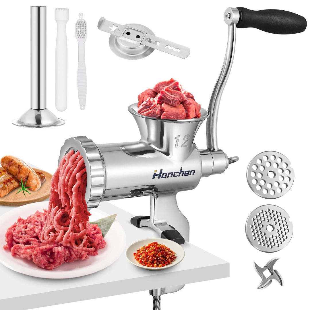 Hanchen Edelstahl Manueller Fleischwolf Haushalt Multifunktionale Einlaufmaschine Fleischmühle Wurst