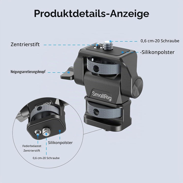SMALLRIG verstellbare Kameramonitorhalterung, 360° schwenkbar und 180° neigbar, mit 1/4"-20 Schraube