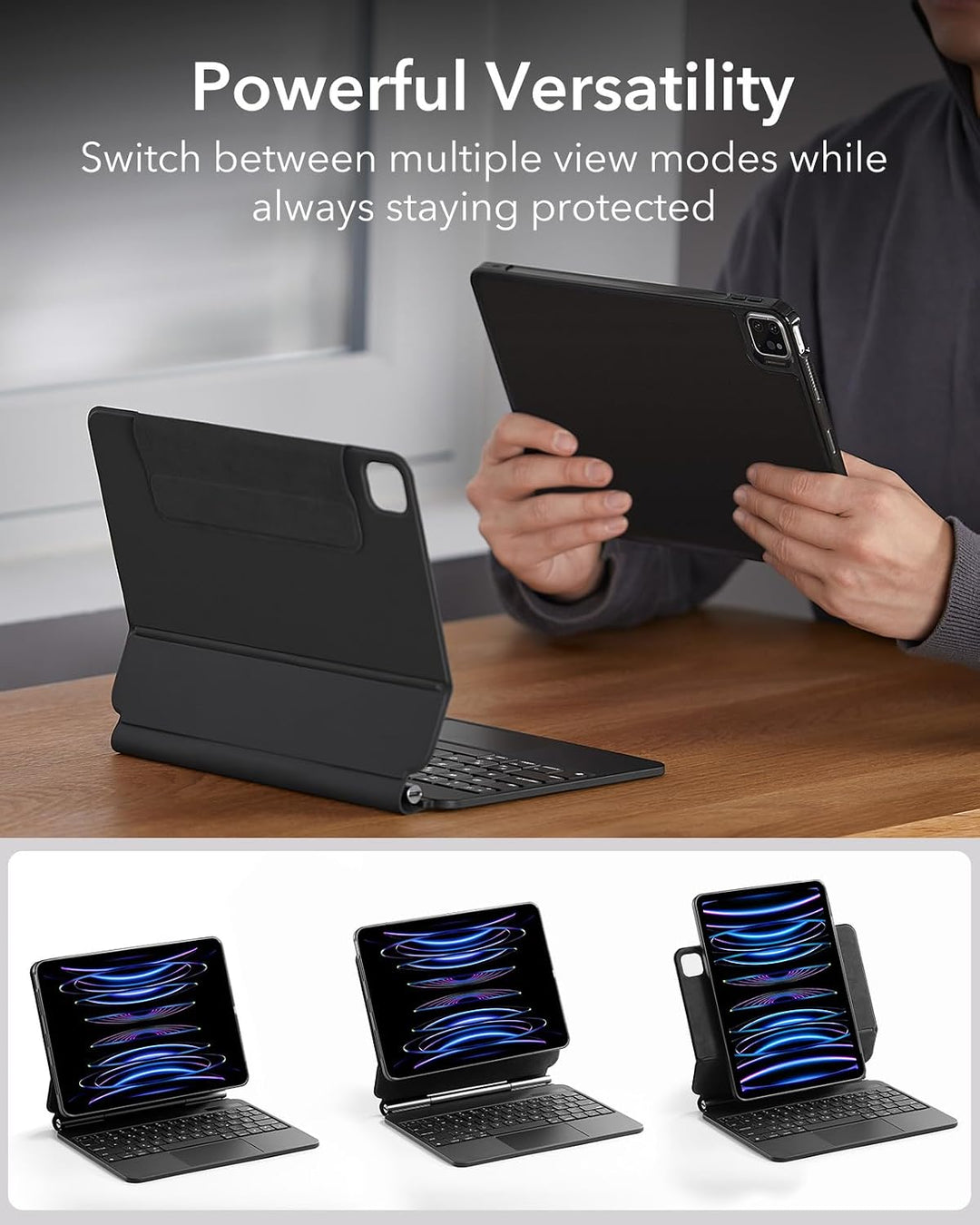ESR für iPad Air 11" (M4/M3/M2)/Pro 11" Hülle mit Tastatur | für iPad Air 5/4. Gen, Sicherer Magnetv