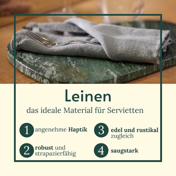 BewusstGrün® 6 Premium Stoffservietten Leinen + Faltanleitungen I 100% Leinen I 45x45 cm Grau Grau 6